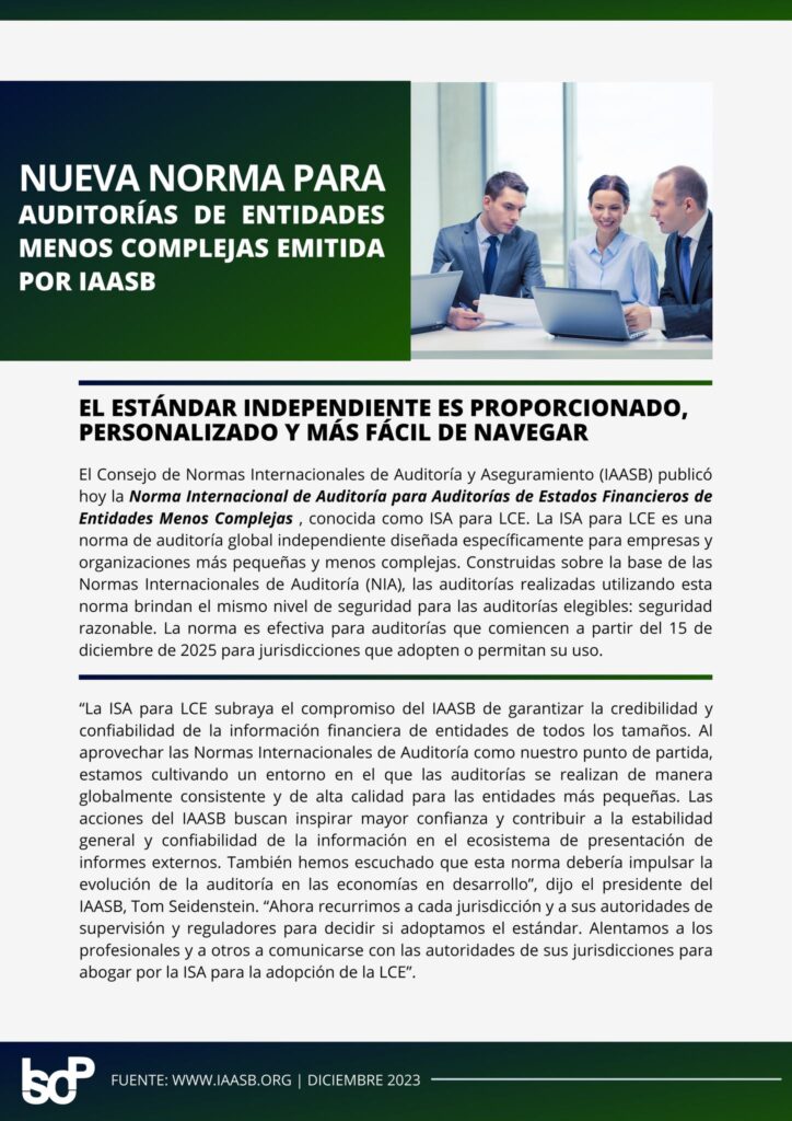 Nueva Norma Para Auditorías De Entidades Menos Complejas Emitidas Por Iaasb Iscp Instituto 9739